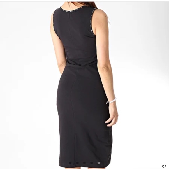 CHAMPION Midi Dress Ring tee Graphic trims Embroidered logo 111656 Black Sz L - Picture 3 of 15